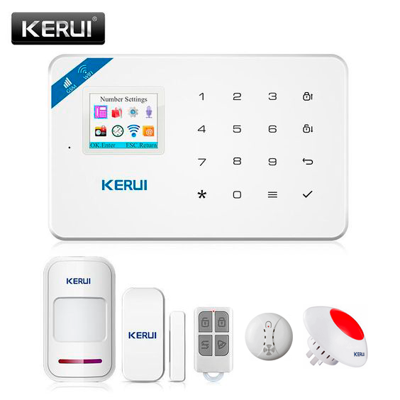Охранная сигнализация KERUI W18, Wi-Fi, GSM. Датчик открытия, датчик движения, датчик дыма, беспроводная сирена, брелок