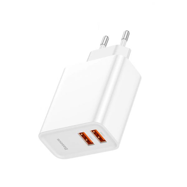 Зарядное Baseus Speed Dual QC3.0 USB+USB 30W EU white